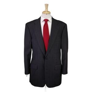 Southwick Gray Black Blue Plaid 2-Btn Handmade Wool Suit 44R